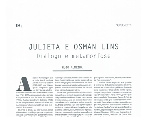 Julieta e Osman Lins, Diálogo e&nbsp;metamorfose